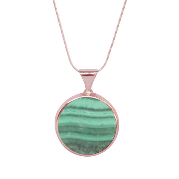 Rose Gold Malachite Round Double Sided Pendant