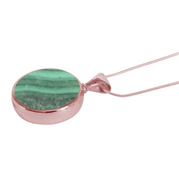 Rose Gold Malachite Round Double Sided Pendant