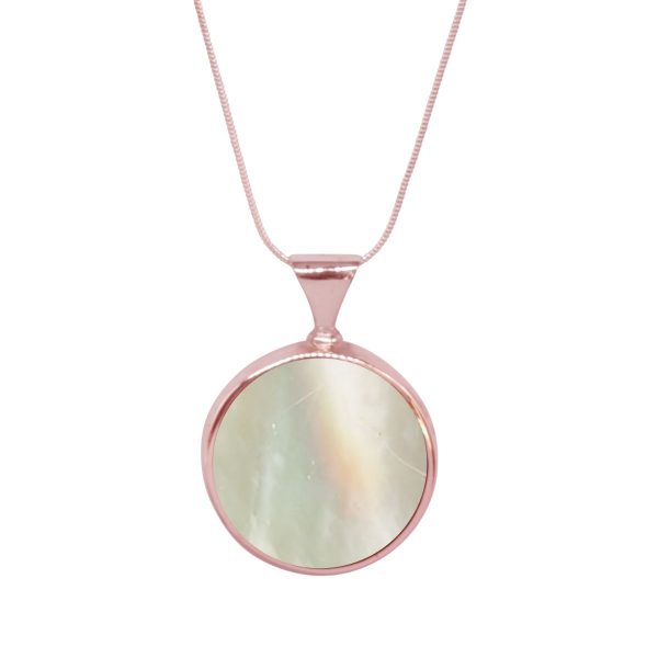 Rose Gold Mother of Pearl Round Double Sided Pendant