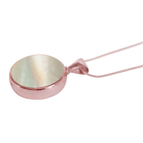 Rose Gold Mother of Pearl Round Double Sided Pendant