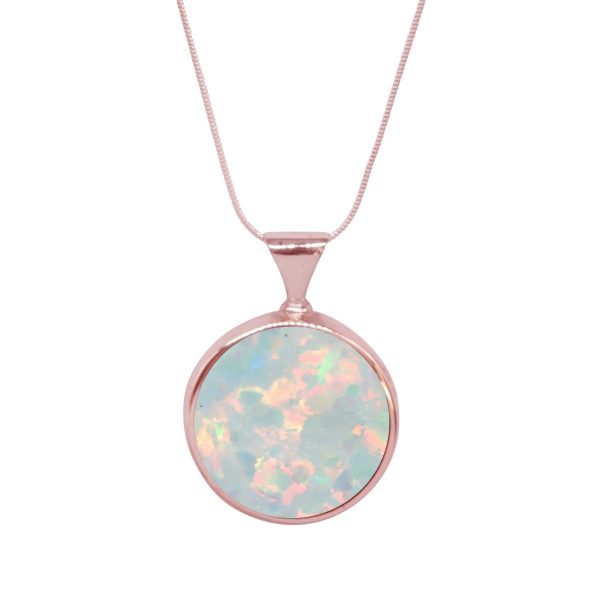 Rose Gold Opalite Sun Ice Round Double Sided Pendant