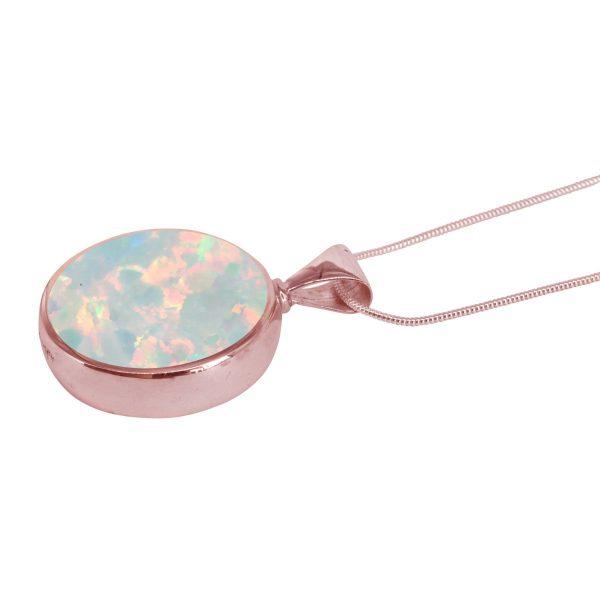 Rose Gold Opalite Sun Ice Round Double Sided Pendant