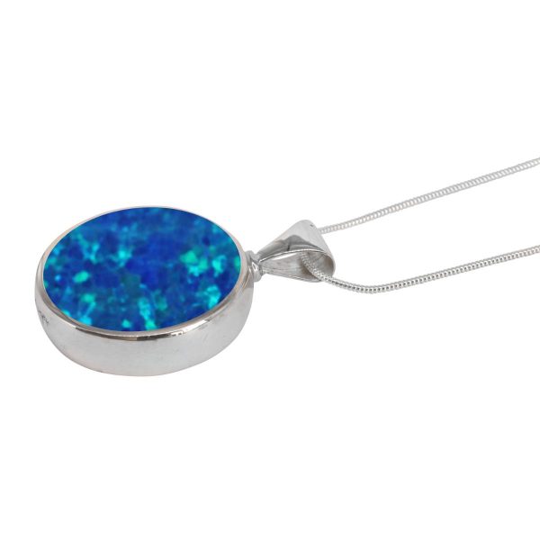 Silver Cobalt Blue Round Double Sided Pendant