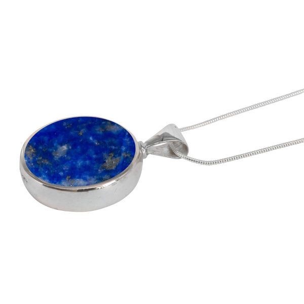 Silver Lapis Round Double Sided Pendant