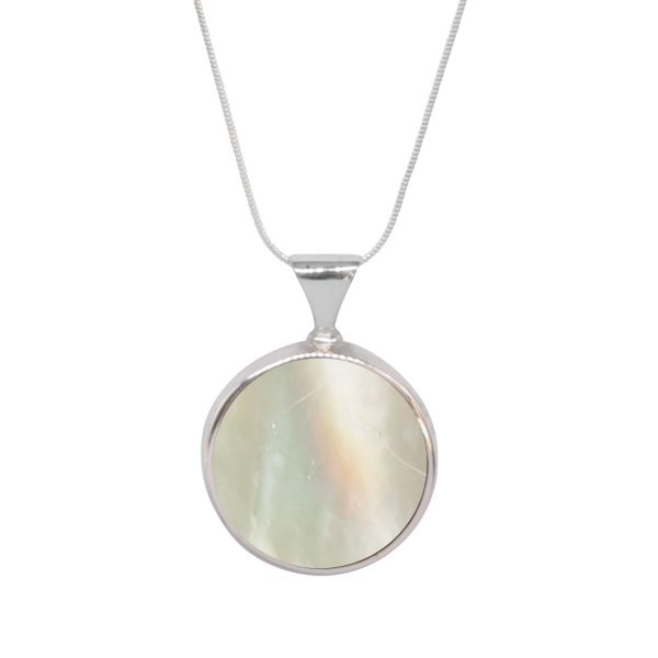 Silver Mother of Pearl Round Double Sided Pendant