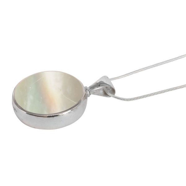 Silver Mother of Pearl Round Double Sided Pendant