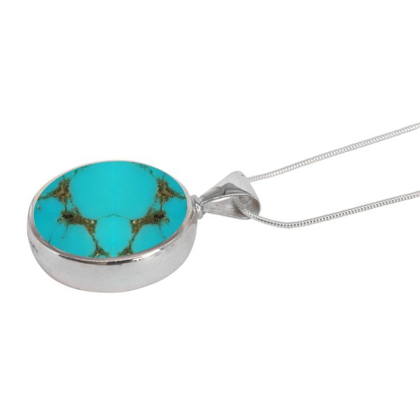 Silver Turquoise Round Double Sided Pendant