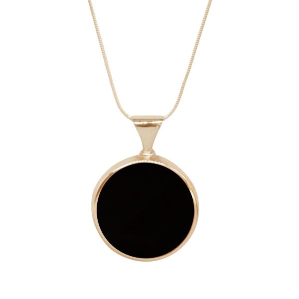 Yellow Gold Whitby Jet Round Double Sided Pendant