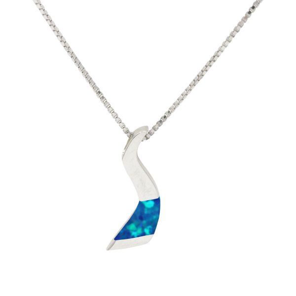 White Gold Opalite Cobalt Blue Pendant