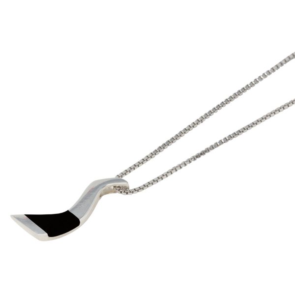 White Gold Whitby Jet Pendant