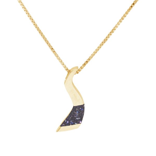 Yellow Gold Blue Goldstone Pendant