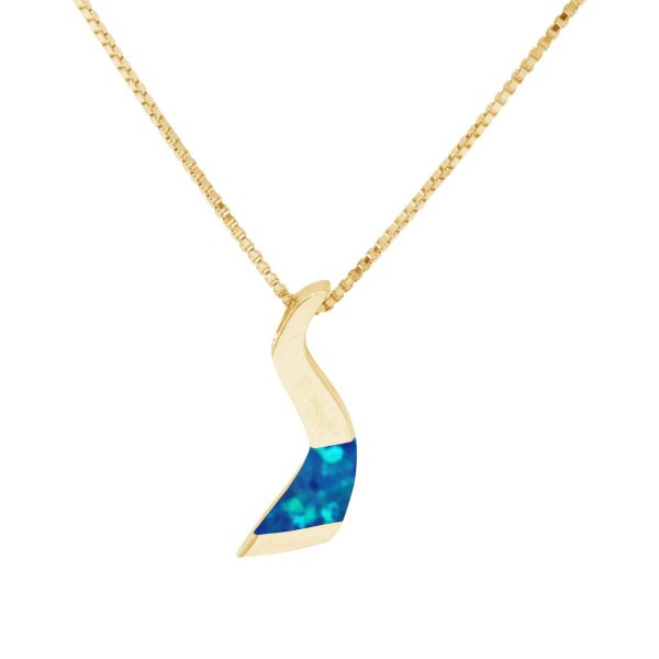 Yellow Gold Cobalt Blue Opalite Pendant