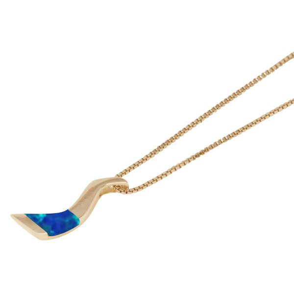 Yellow Gold Opalite Cobalt Blue Pendant