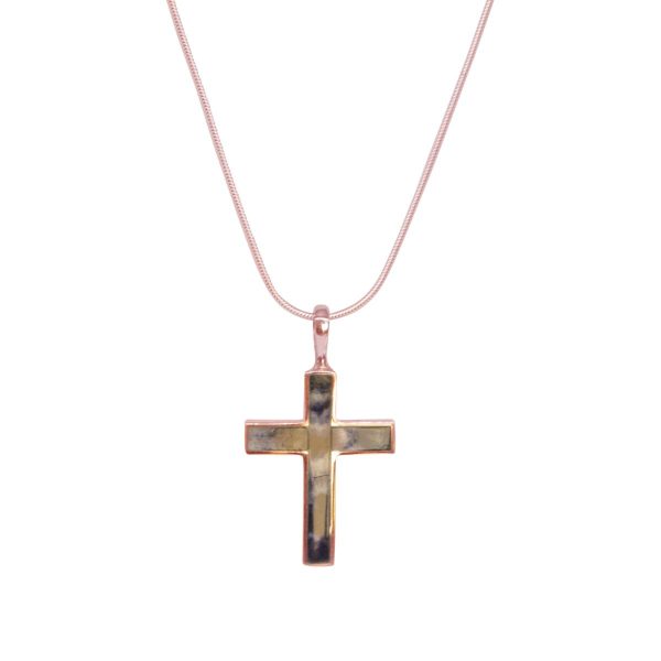 Rose Gold Blue John Cross Pendant