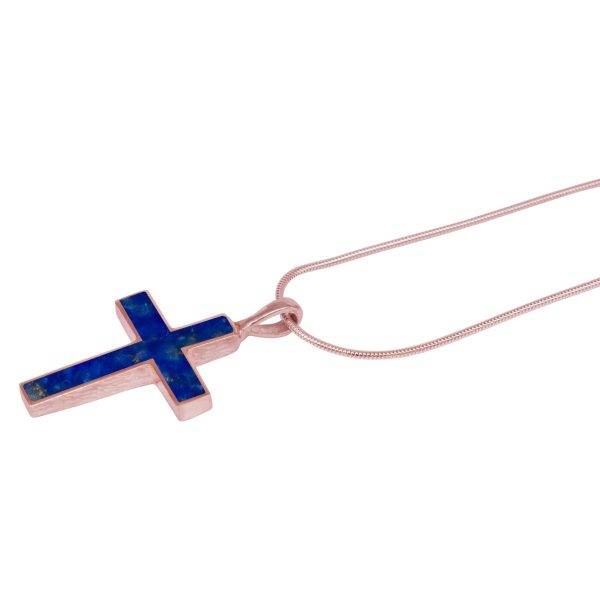 Rose Gold Lapis Cross Pendant