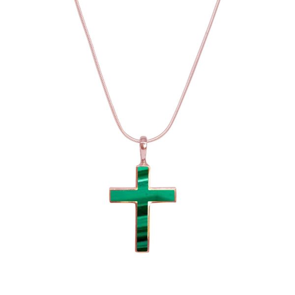 Rose Gold Malachite Cross Pendant