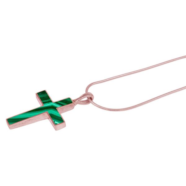 Rose Gold Malachite Cross Pendant