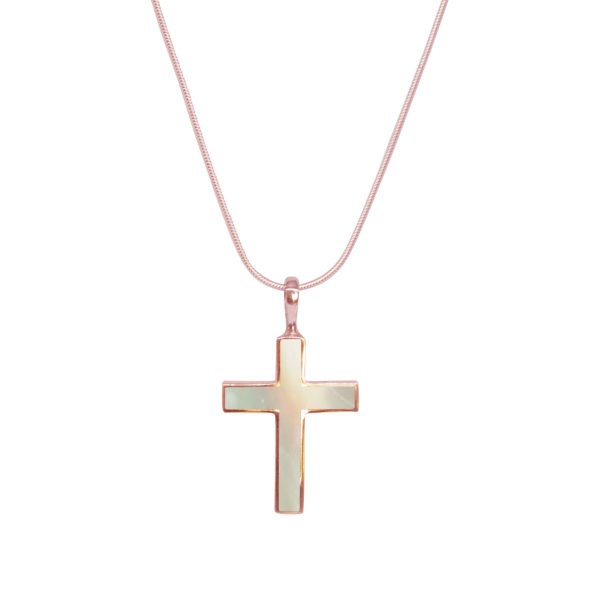 Rose Gold Mother of Pearl Cross Pendant