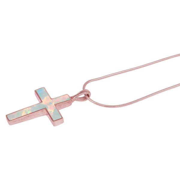 Rose Gold Oplaite Sun Ice Cross Pendant