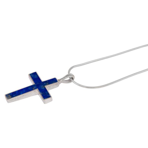 Silver Lapis Cross Pendant