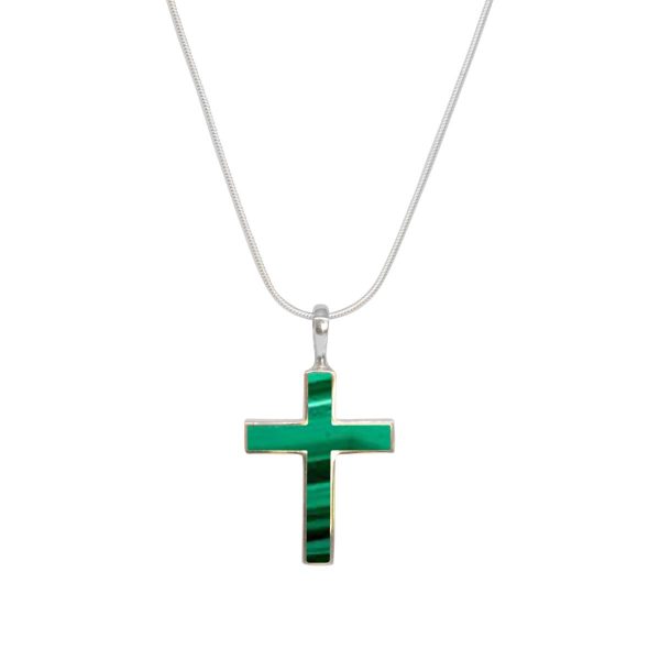 Silver Malachite Cross Pendant