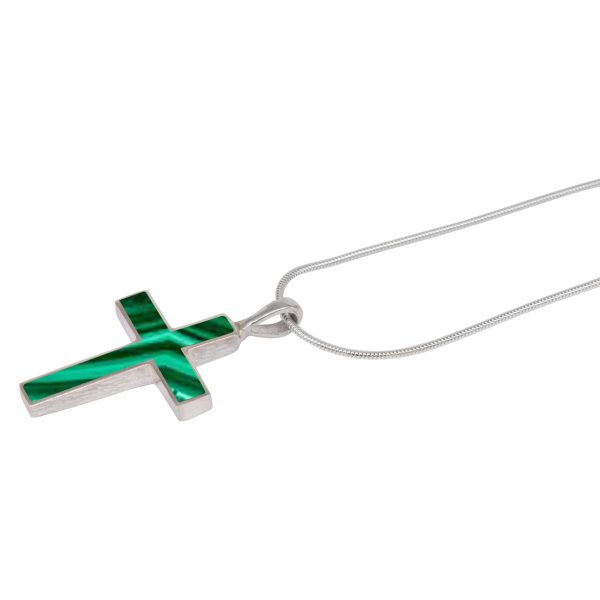 Silver Malachite Cross Pendant