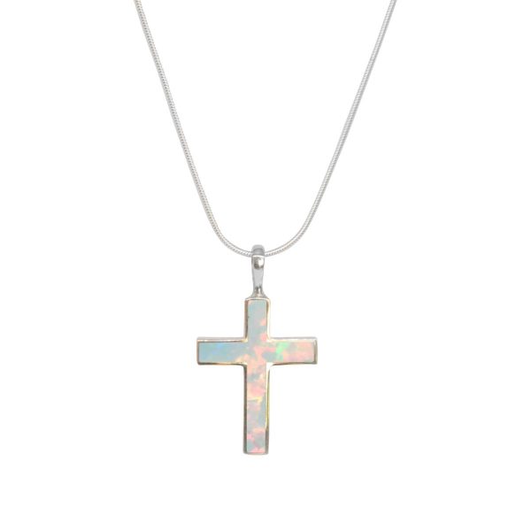 Silver Opalite Sun Ice Cross Pendant