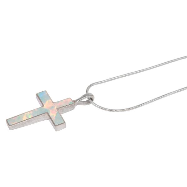 Silver Opalite Sun Ice Cross Pendant