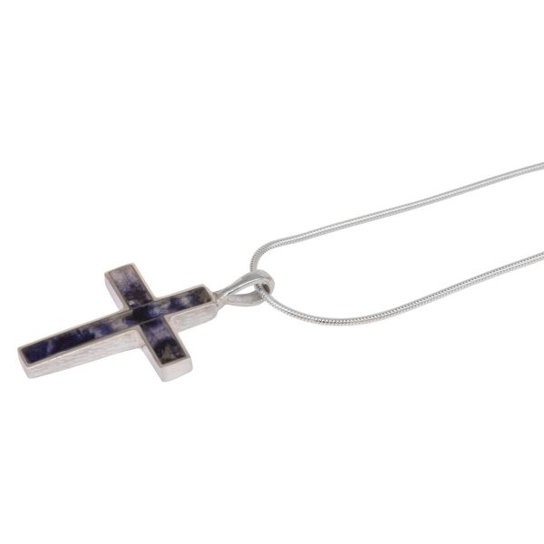 White Gold Blue John Cross Pendant