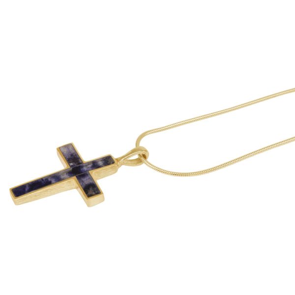 Yellow Gold Blue John Cross Pendant