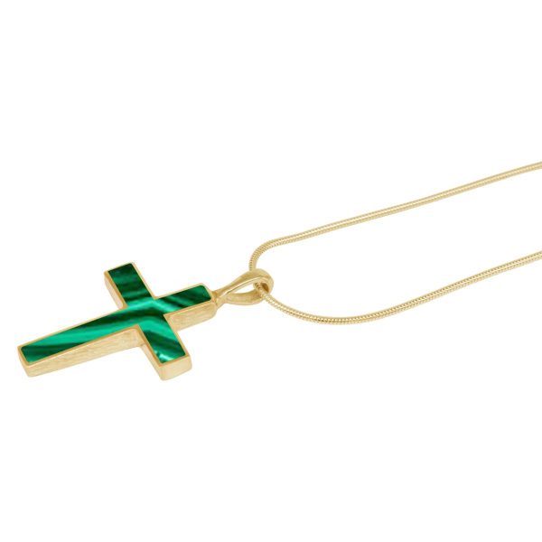 Yellow Gold Malachite Cross Pendant