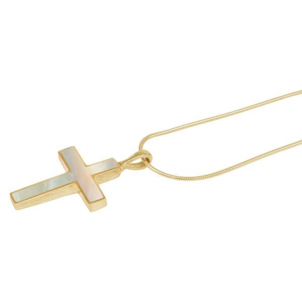 Yellow Gold Mother of Pearl Cross Pendant