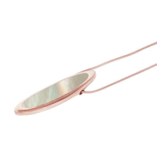 Rose Gold Mother of Pearl Long Oval Pendant
