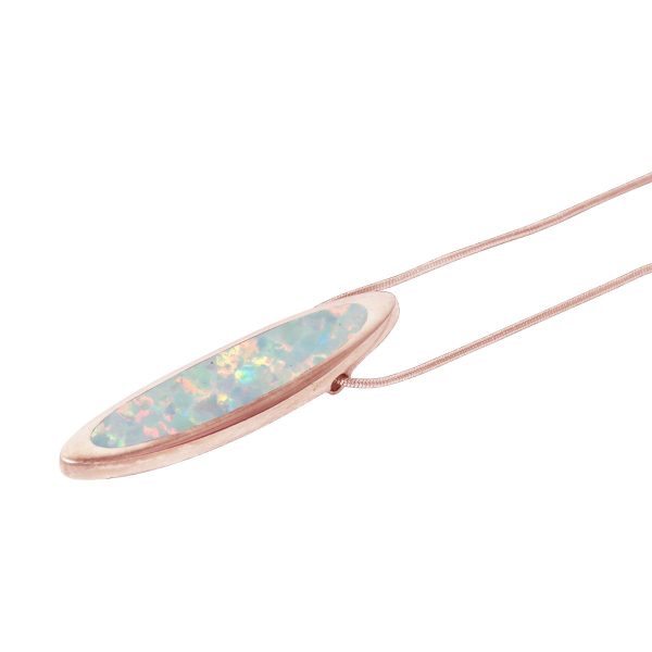 Rose Gold Opalite Sun Ice Long Oval Pendant