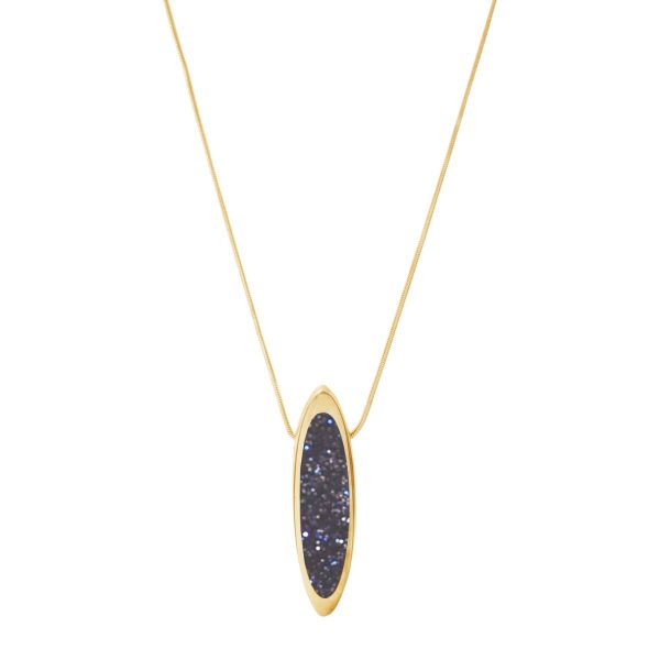 Yellow Gold Blue Goldstone Pendant