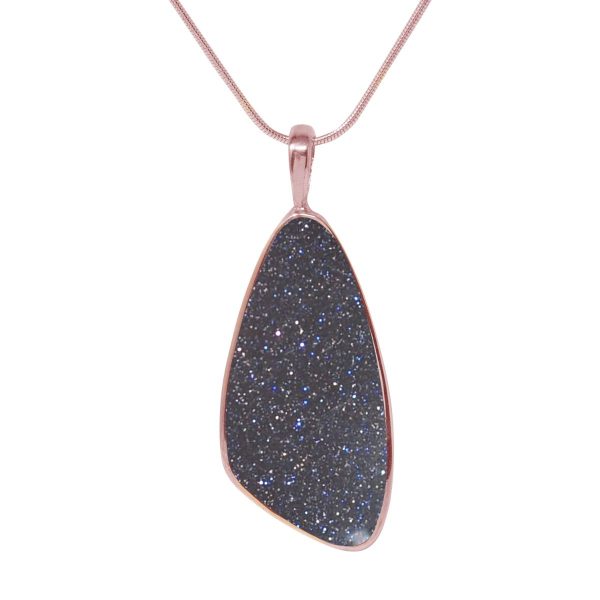 Rose Gold Blue Goldstone Pendant