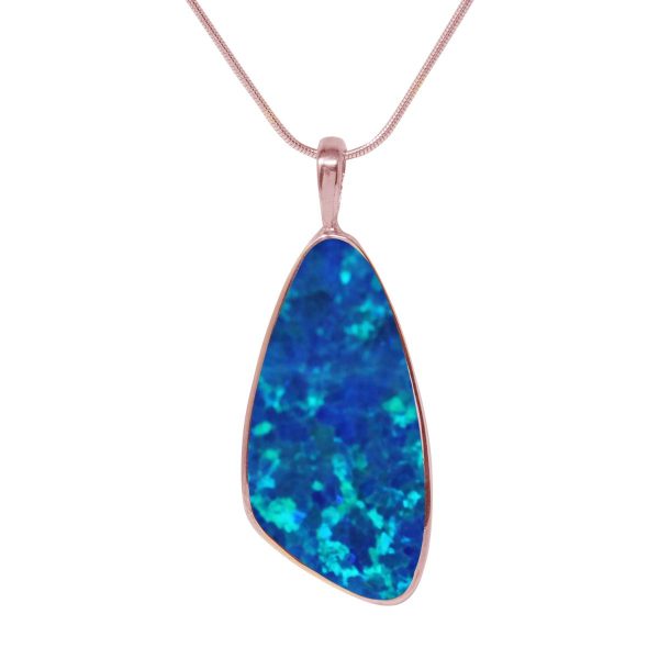 Rose Gold Opalite Cobalt Blue Pendant