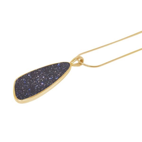 Yellow Gold Blue Goldstone Pendant