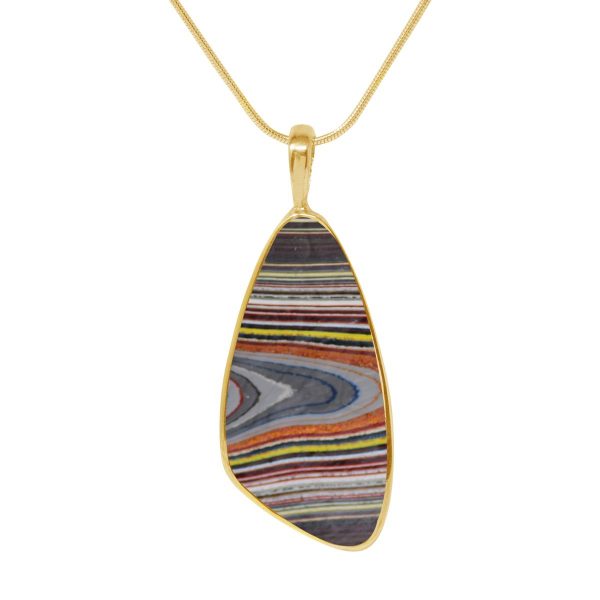 Yellow Gold Fordite Pendant