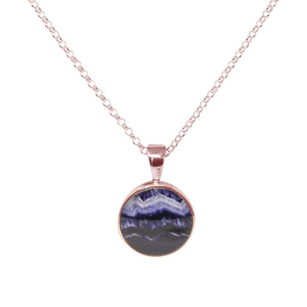 Rose Gold Blue John Round Pendant