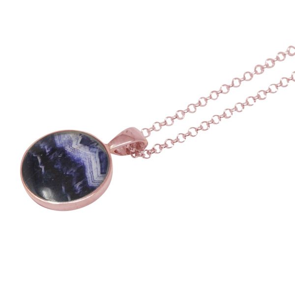 Rose Gold Blue John Round Pendant