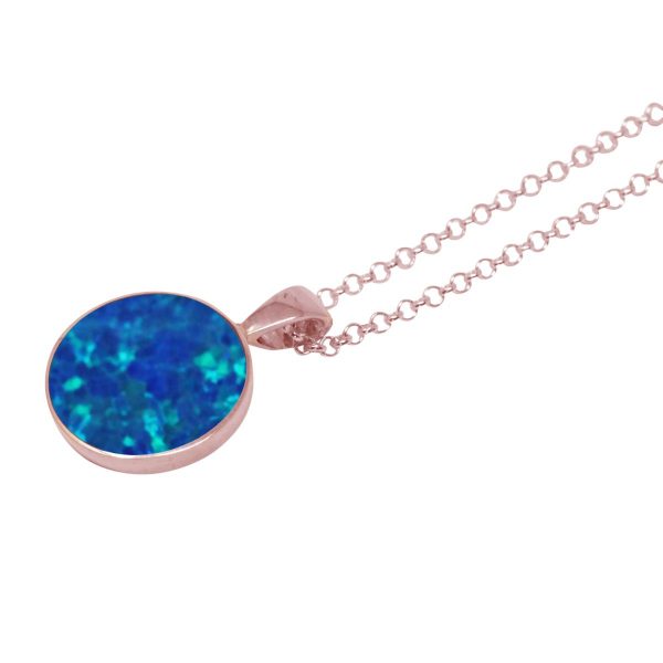 Rose Gold Opalite Cobalt Blue Round Pendant