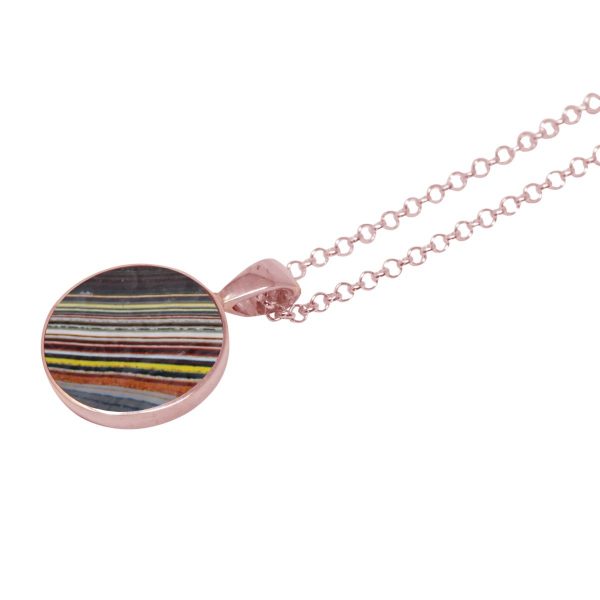 Rose Gold Fordite Round Pendant