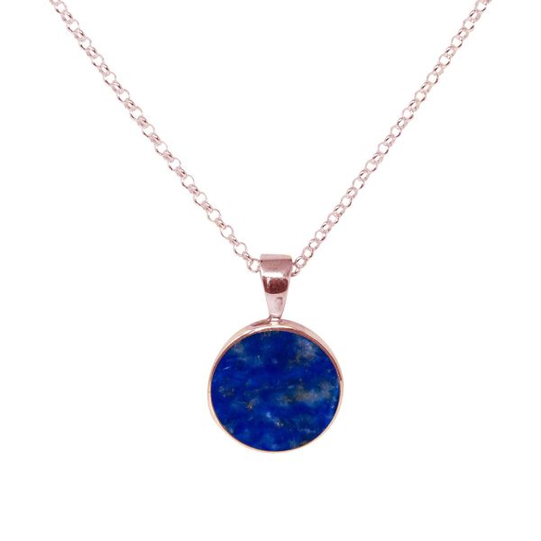 Rose Gold Lapis Round Pendant