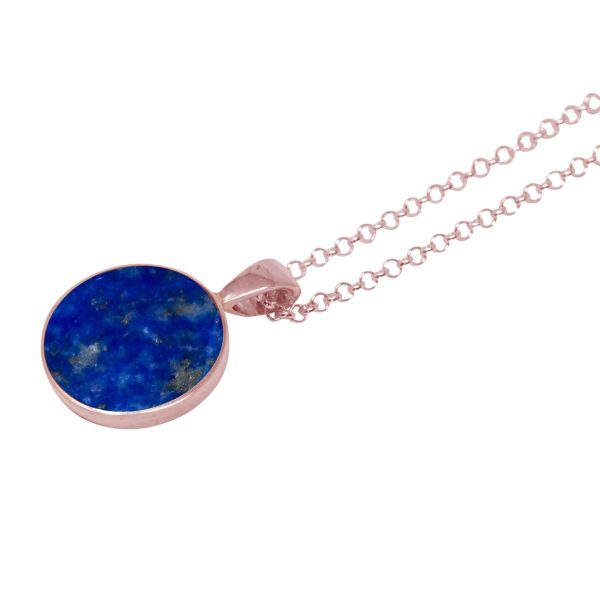 Rose Gold Lapis Round Pendant