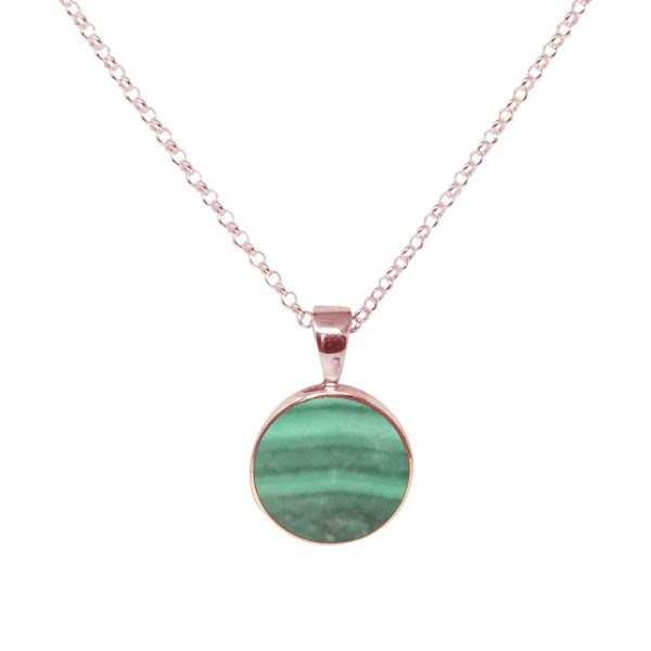 Rose Gold Malachite Round Pendant