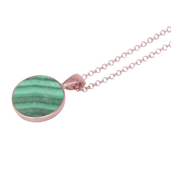 Rose Gold Malachite Round Pendant