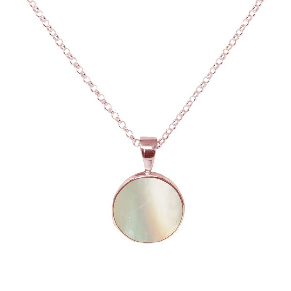 Rose Gold Mother of Pearl Round Pendant