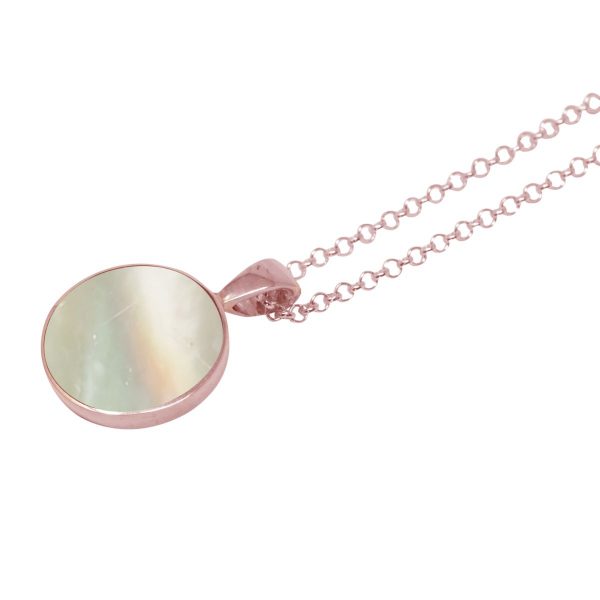 Rose Gold Mother of Pearl Round Pendant