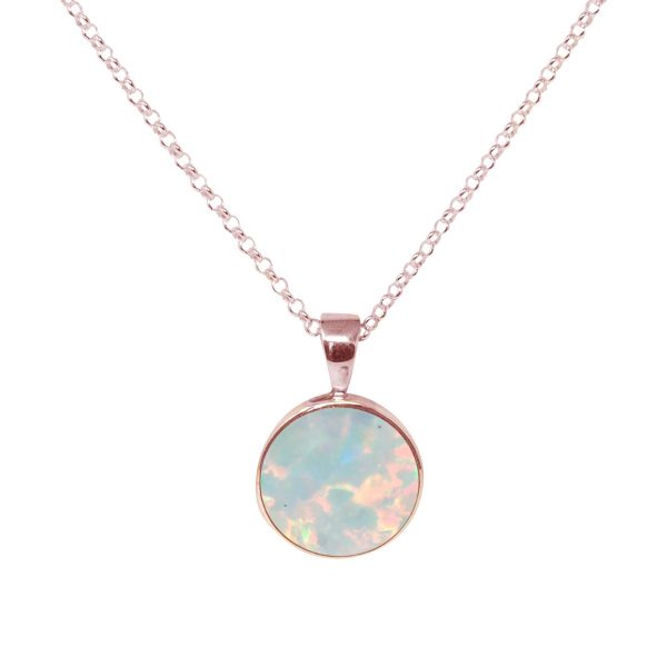 Rose Gold Opalite Sun Ice Round Pendant